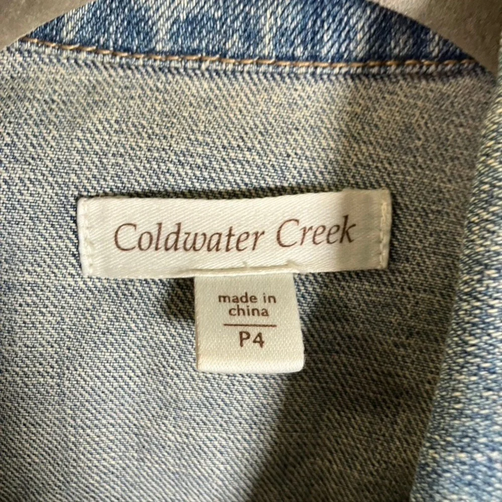 Coldwater Creek Denim Jacket Womens P4 Embroidered Western Jean Coat‎